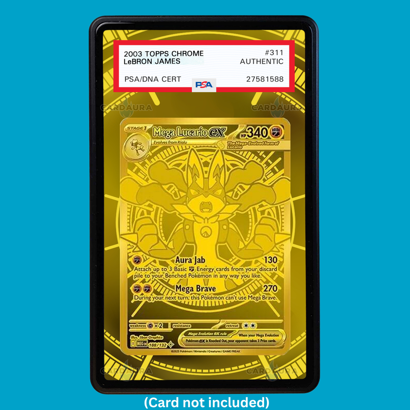 Mega Lucario Gold 188/132 Mega Evolutions (Graded) Display Case