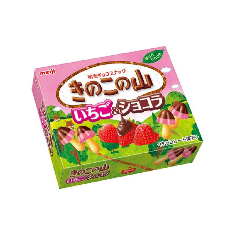Meiji Kinoko No Yama Strawberry & Chocolate Biscuit (64G) [Best Before Date: 2026.11]