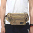 Canvas Fanny Pack With 4 Zipper Pockets Waist Bag
