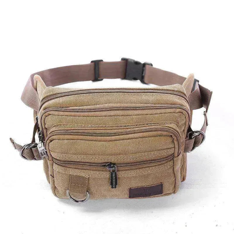 Canvas Fanny Pack With 4 Zipper Pockets Waist Bag