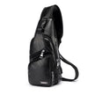 Men USB Charging Bag PU PVC Shoulder Diagonal Messenger Travel Cross Body Bags