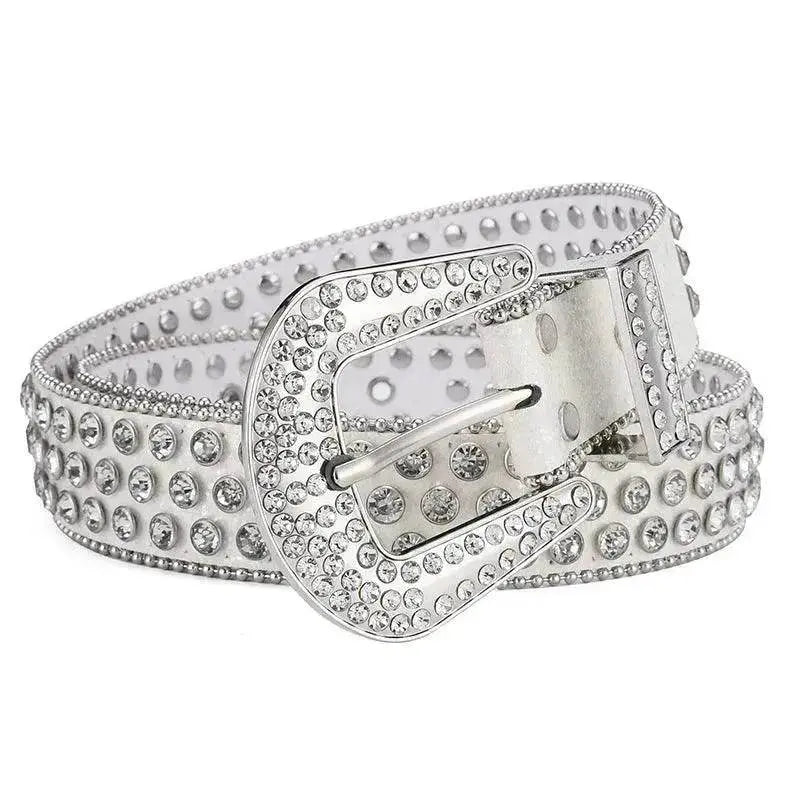 Men Women Alloy Belt Punk Rock Rivet Rhinestone