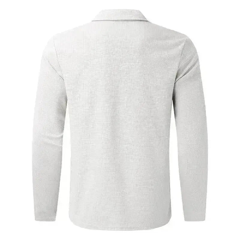Men's Clothing Waffle Style Zipped Lapel Jacket Outdoor Sports Tops
