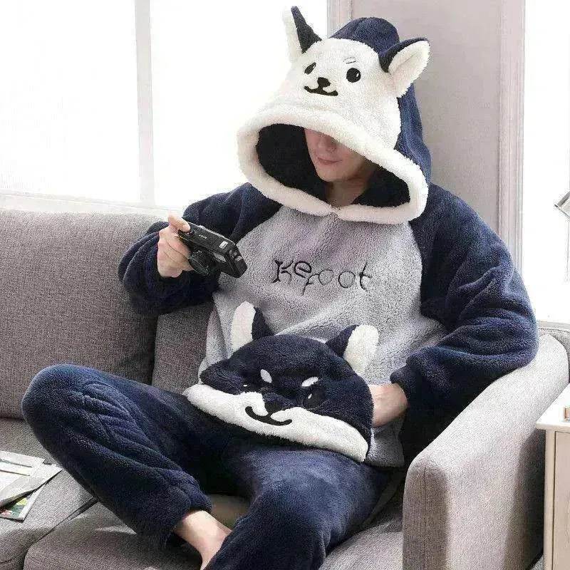 Men's Coral Fleece Thicken Plus Fleece Homewear