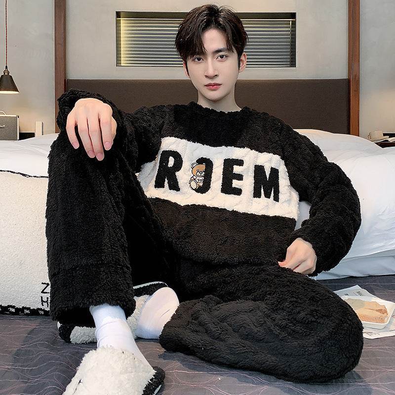 Men's Pajamas - Thickened Coral Velvet Suit