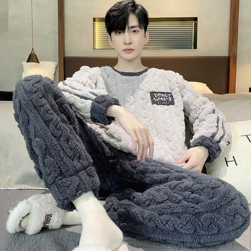 Men's Pajamas - Thickened Coral Velvet Suit
