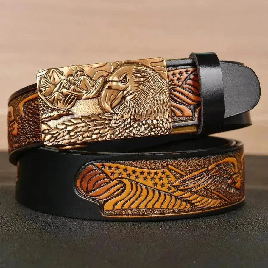 Men's Fashion Belt Eagle Wings Embossing