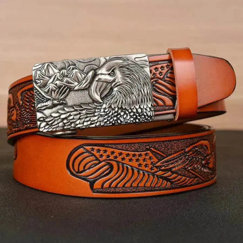 Men's Fashion Belt Eagle Wings Embossing