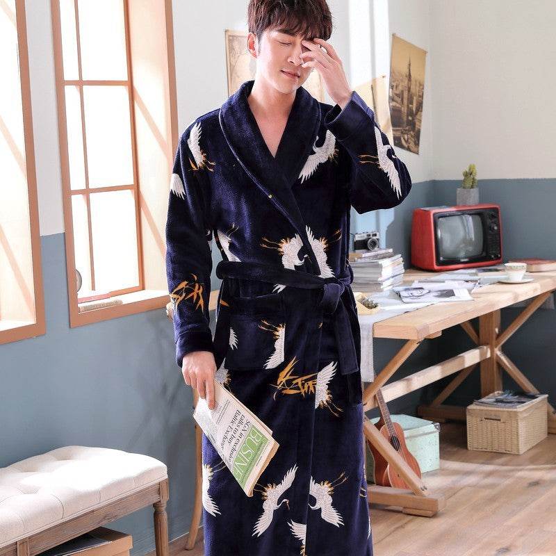 Men's Nightgown – Thick Rabbit Hair Fabric for Winter Comfort
