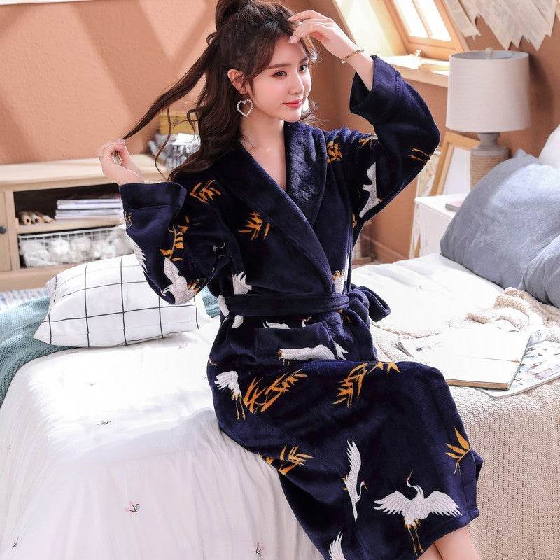 Men's Nightgown – Thick Rabbit Hair Fabric for Winter Comfort