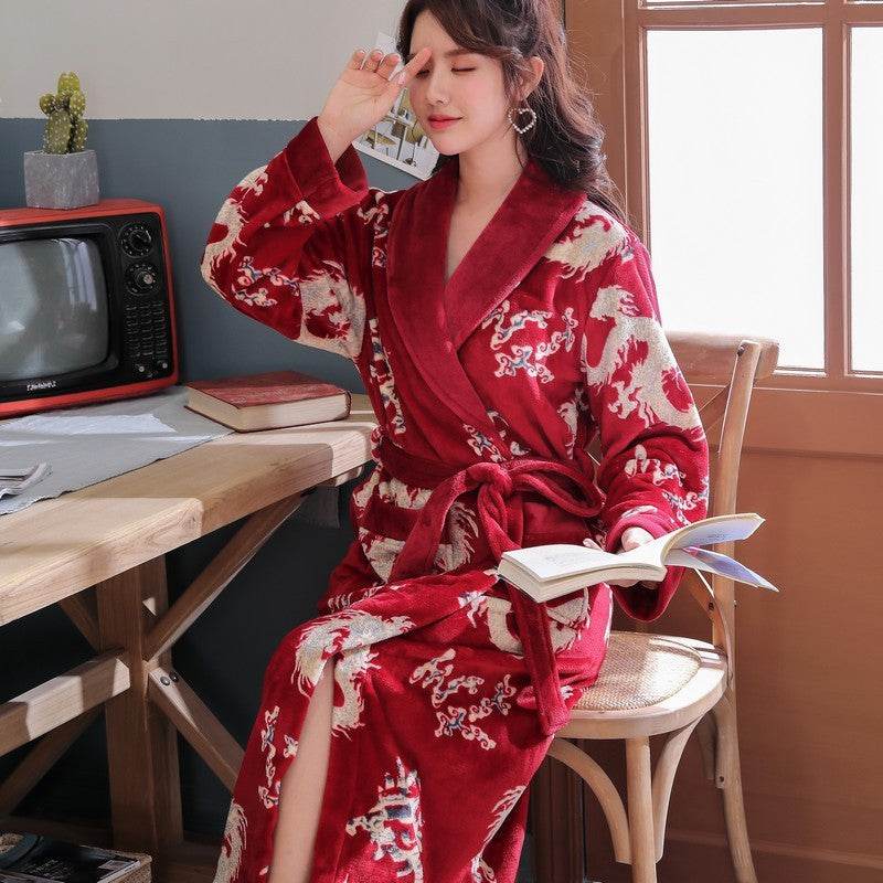 Men's Nightgown – Thick Rabbit Hair Fabric for Winter Comfort