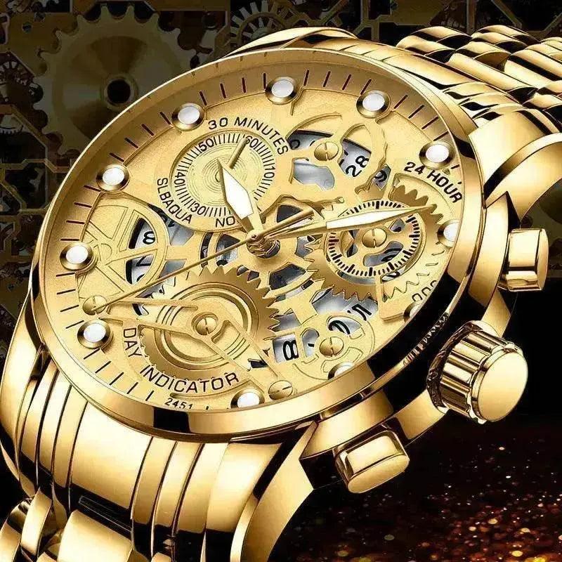 Men’s Hollow Dial Quartz Business Watch, Luxury Skeleton Style Dress Watch