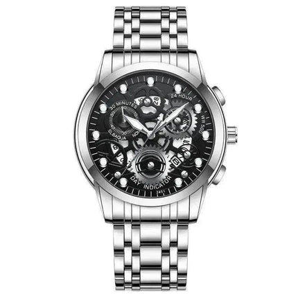 Men’s Hollow Dial Quartz Business Watch, Luxury Skeleton Style Dress Watch