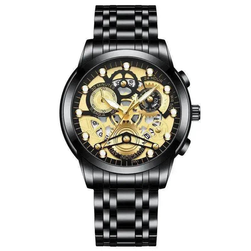 Men’s Hollow Dial Quartz Business Watch, Luxury Skeleton Style Dress Watch