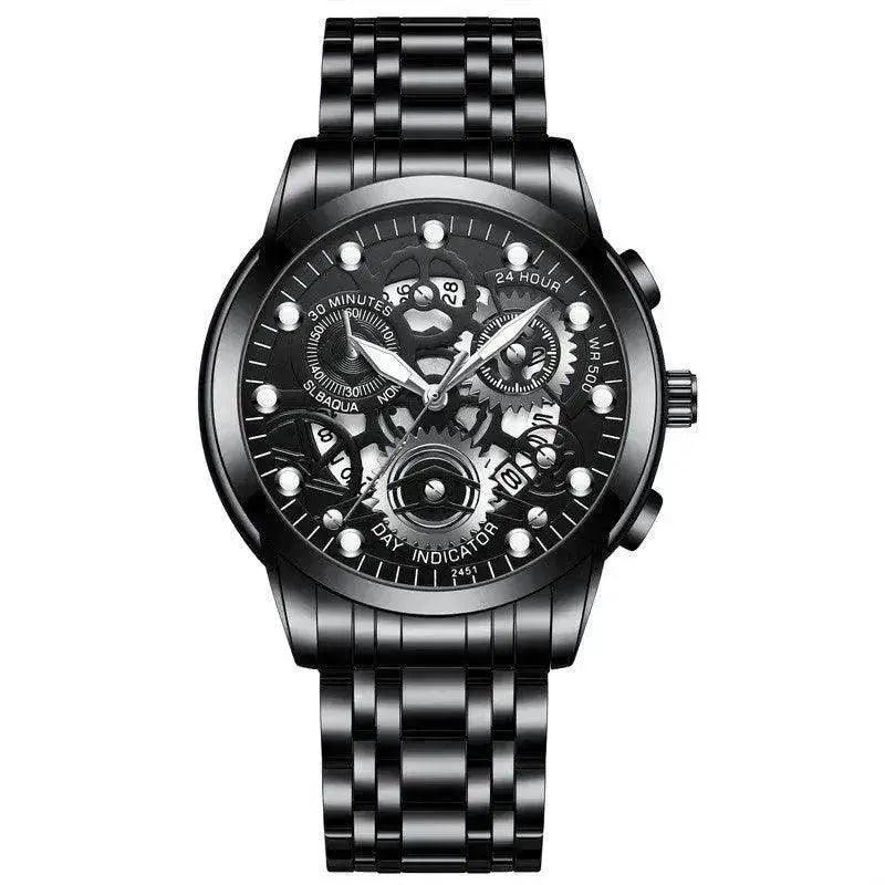 Men’s Hollow Dial Quartz Business Watch, Luxury Skeleton Style Dress Watch