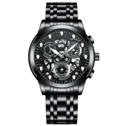 Men’s Hollow Dial Quartz Business Watch, Luxury Skeleton Style Dress Watch