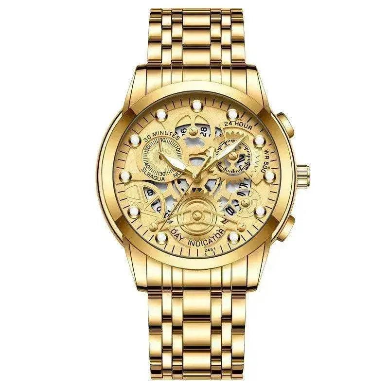 Men’s Hollow Dial Quartz Business Watch, Luxury Skeleton Style Dress Watch