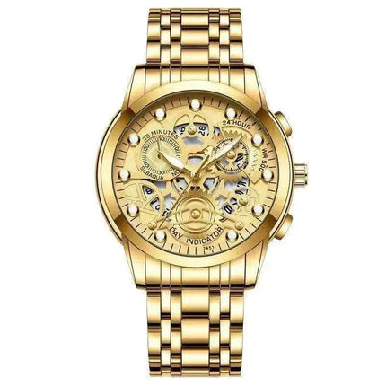 Men’s Hollow Dial Quartz Business Watch, Luxury Skeleton Style Dress Watch