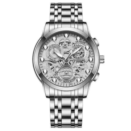 Men’s Hollow Dial Quartz Business Watch, Luxury Skeleton Style Dress Watch