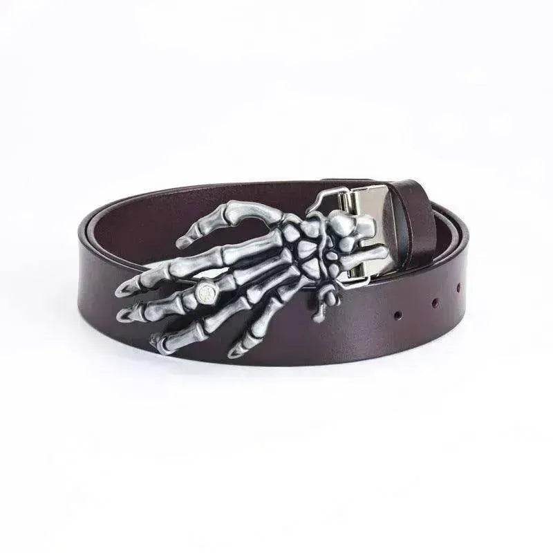 Men's Leather Belt Skull Big Head  Claw Outdoor Rider