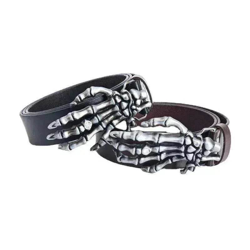 Men's Leather Belt Skull Big Head  Claw Outdoor Rider