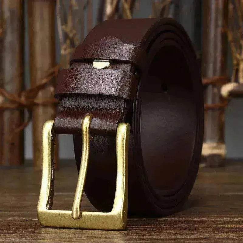 Men's Genuine Leather Belt – Pin Buckle Cowhide