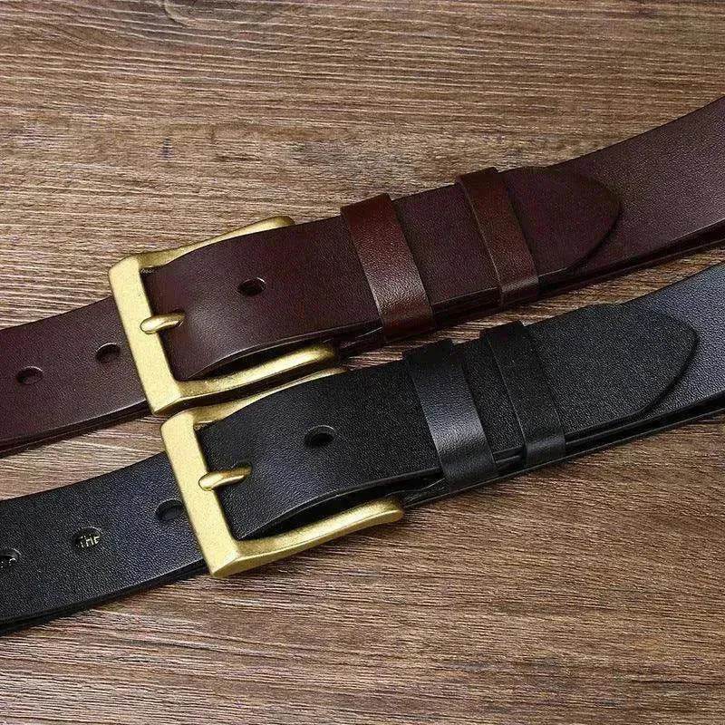 Men's Genuine Leather Belt – Pin Buckle Cowhide