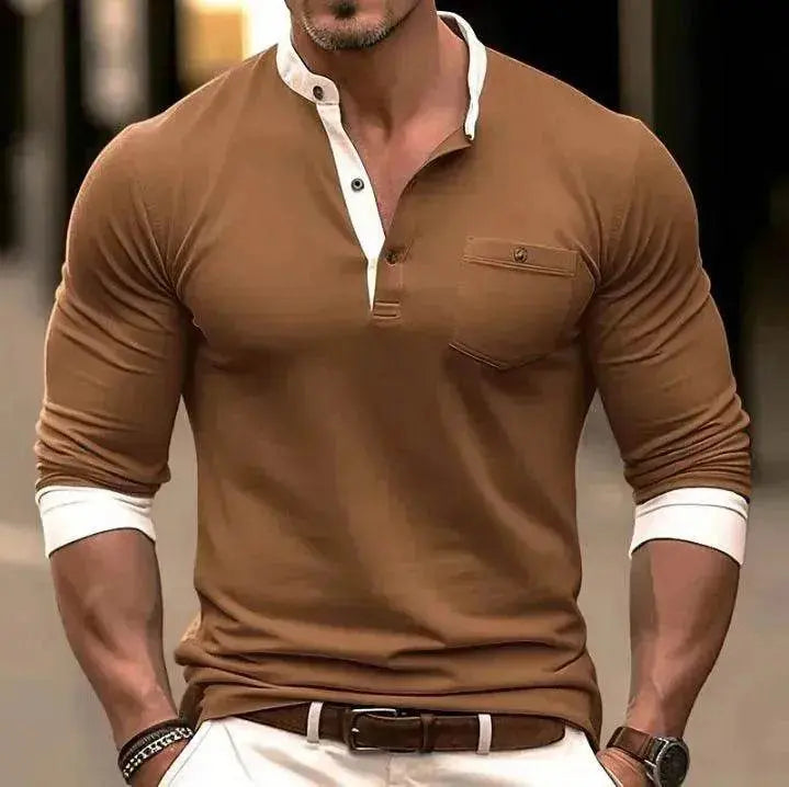 Men's Long Sleeved Round Neck T-shirt