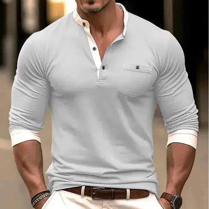 Men's Long Sleeved Round Neck T-shirt