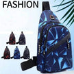 Men's Print Sling Chest & Crossbody Fanny Pack Bag With Earphone access Design