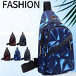 Men's Print Sling Chest & Crossbody Fanny Pack Bag With Earphone access Design