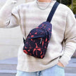 Men's Print Sling Chest & Crossbody Fanny Pack Bag With Earphone access Design