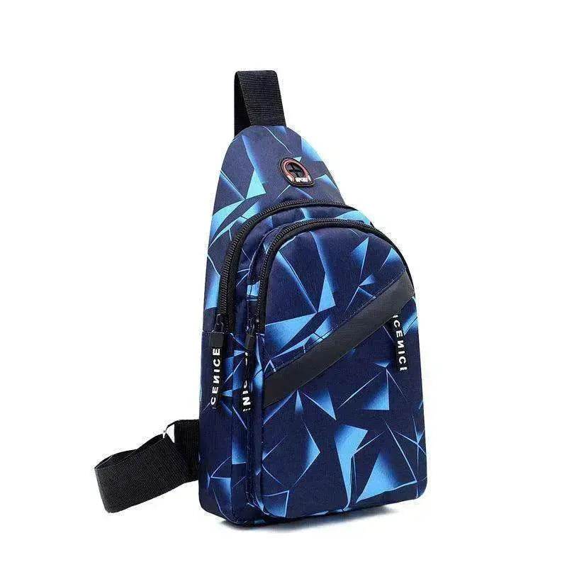 Men's Print Sling Chest & Crossbody Fanny Pack Bag With Earphone access Design