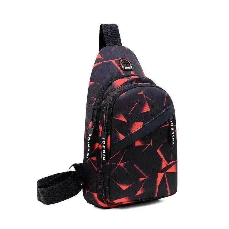 Men's Print Sling Chest & Crossbody Fanny Pack Bag With Earphone access Design