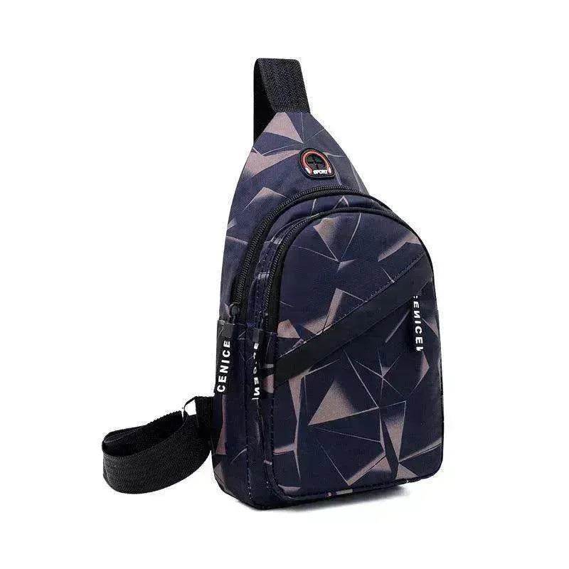 Men's Print Sling Chest & Crossbody Fanny Pack Bag With Earphone access Design