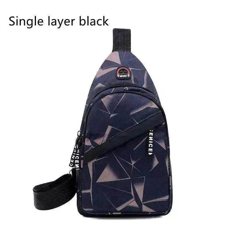 Men's Print Sling Chest & Crossbody Fanny Pack Bag With Earphone access Design
