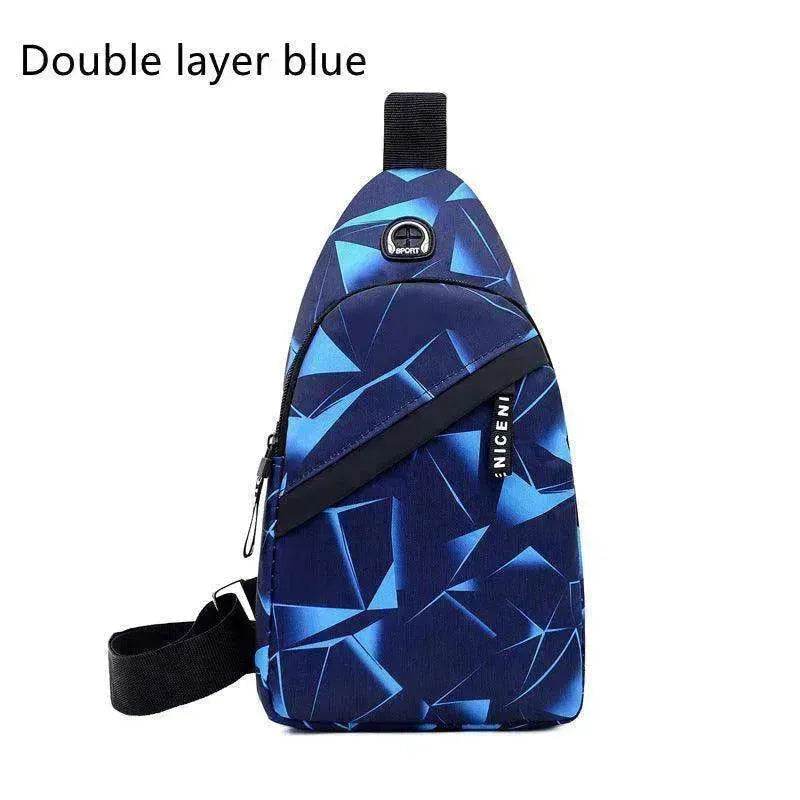 Men's Print Sling Chest & Crossbody Fanny Pack Bag With Earphone access Design