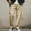 Men's Retro Khaki Tapered Mountain Army Pocket Zipper Casual Pants