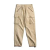 Men's Retro Khaki Tapered Mountain Army Pocket Zipper Casual Pants