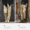 Men's Retro Khaki Tapered Mountain Army Pocket Zipper Casual Pants