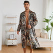 Men's Robes Fashion Ice Silk Bathrobe Homewear Set Pajamas