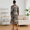 Men's Robes Fashion Ice Silk Bathrobe Homewear Set Pajamas