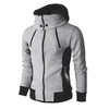 Men's Zip UP Hooded Jacket Fake Two Piece Sports Cardigan Casual Slim Sweatshirt Jacket