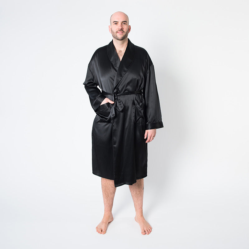 Men's Mulberry Silk Robe Black
