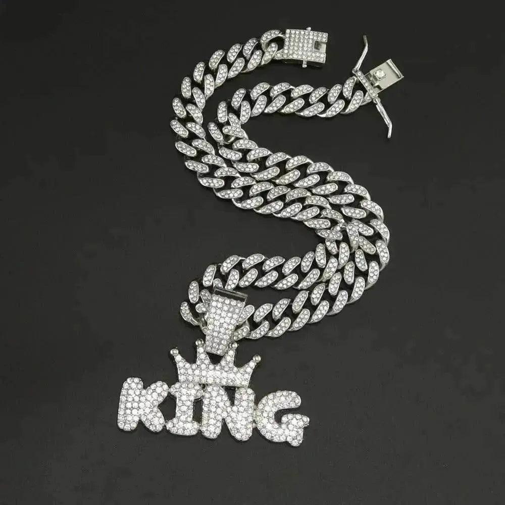 Mens Fashion Alloy Necklace With Diamond Pendant