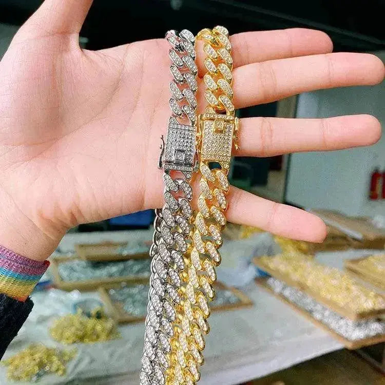 Mens Fashion Simple Full Diamond Cuba Necklace
