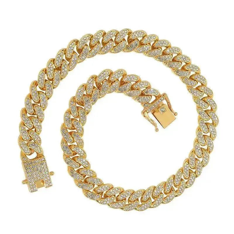 Mens Fashion Simple Full Diamond Cuba Necklace