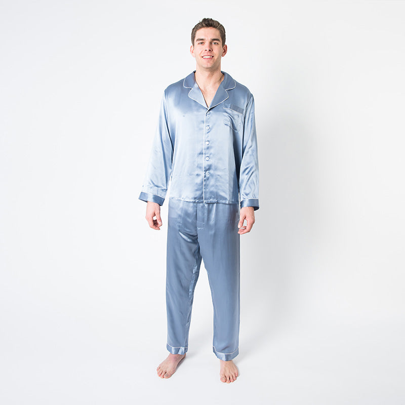 Men's Mulberry Silk Pajama Set Twilight Blue