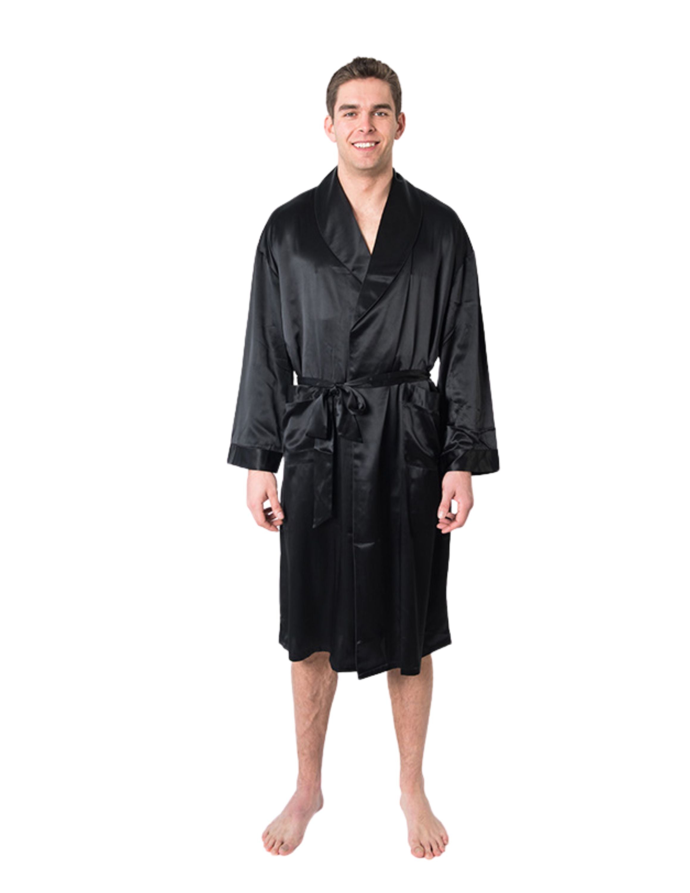 Men's Mulberry Silk Robe Black