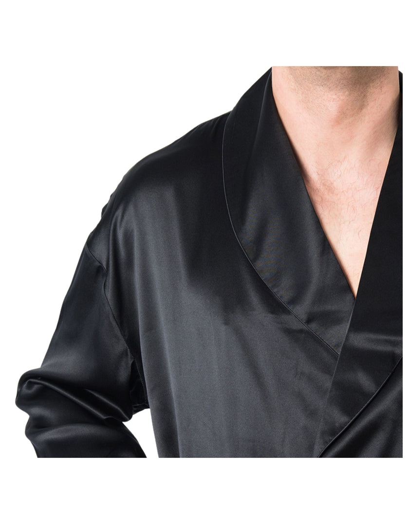 Men's Mulberry Silk Robe Black
